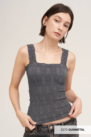 NIKIBIKI Lace Textured Square Tank Top