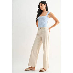 Almond Twill Straight Leg Trouser Pant