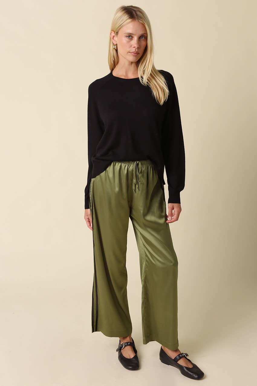 Maggie Side Stripe Pants in Olive