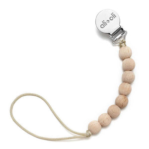 Ali+Oli Silicone Pacifier Clip (Beech Wood)