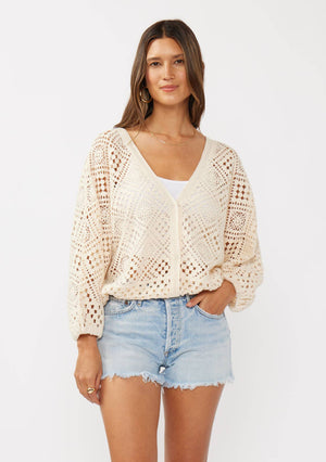 Dylan Diamond Crochet Surplice Sweater