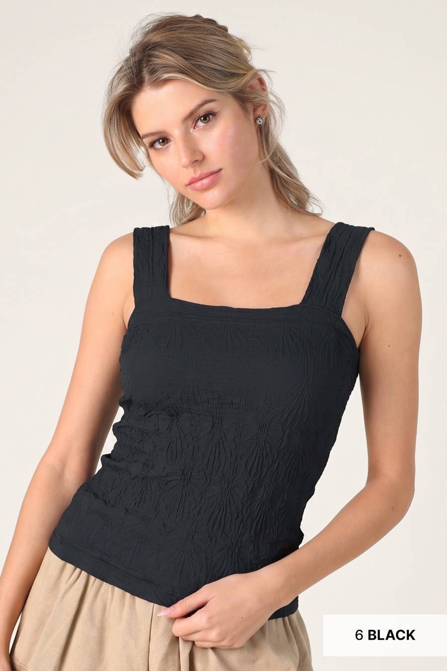 NIKIBIKI Lace Textured Square Tank Top