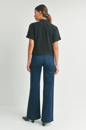 Just Black Denim Palazzo Jean - Dark Wash