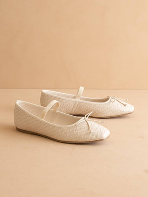 The Logan | Beige Woven Ballet Fall Flat