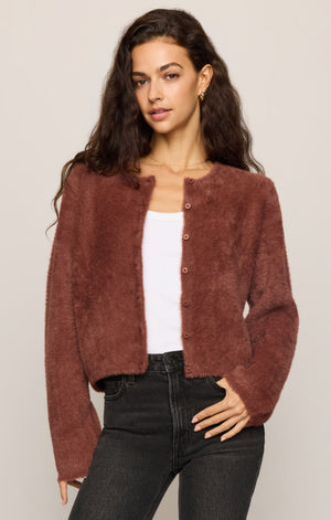 Z Supply Winterglow Fluffy Cardigan in Dark Rosewood