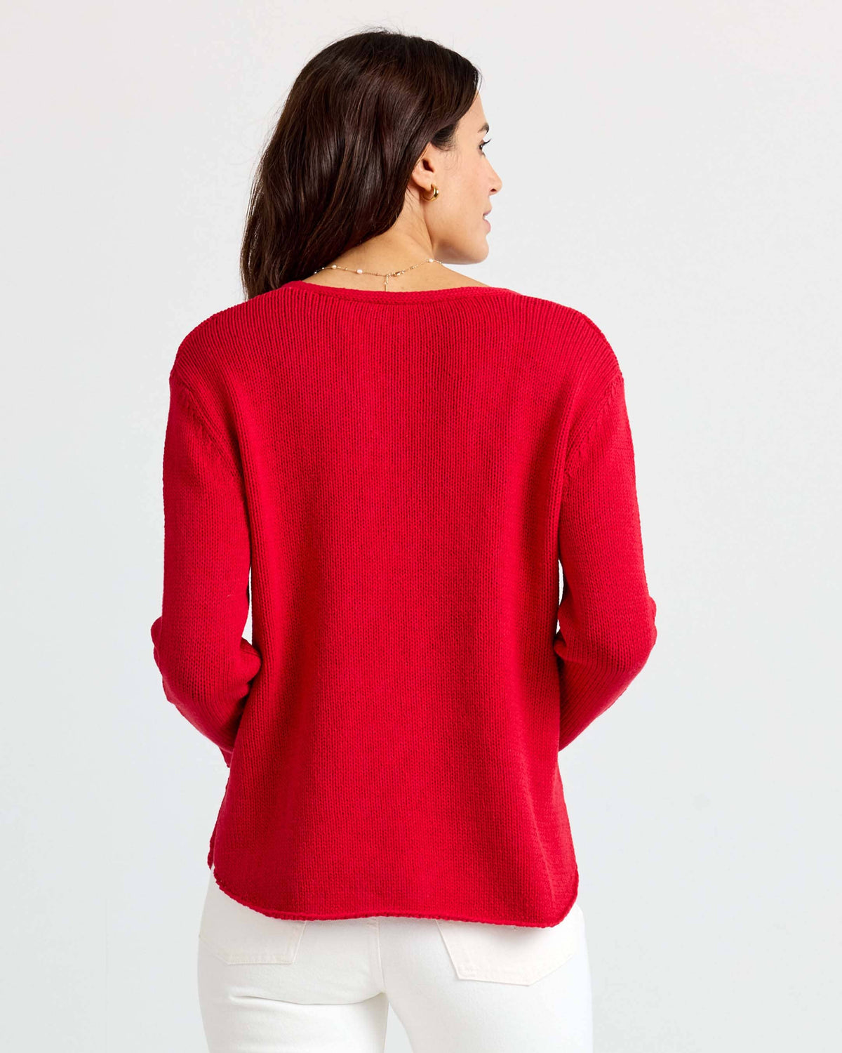 Round Edge V-Neck in Red