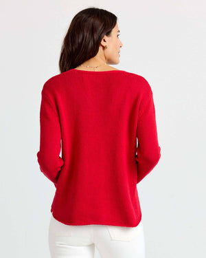Round Edge V-Neck in Red