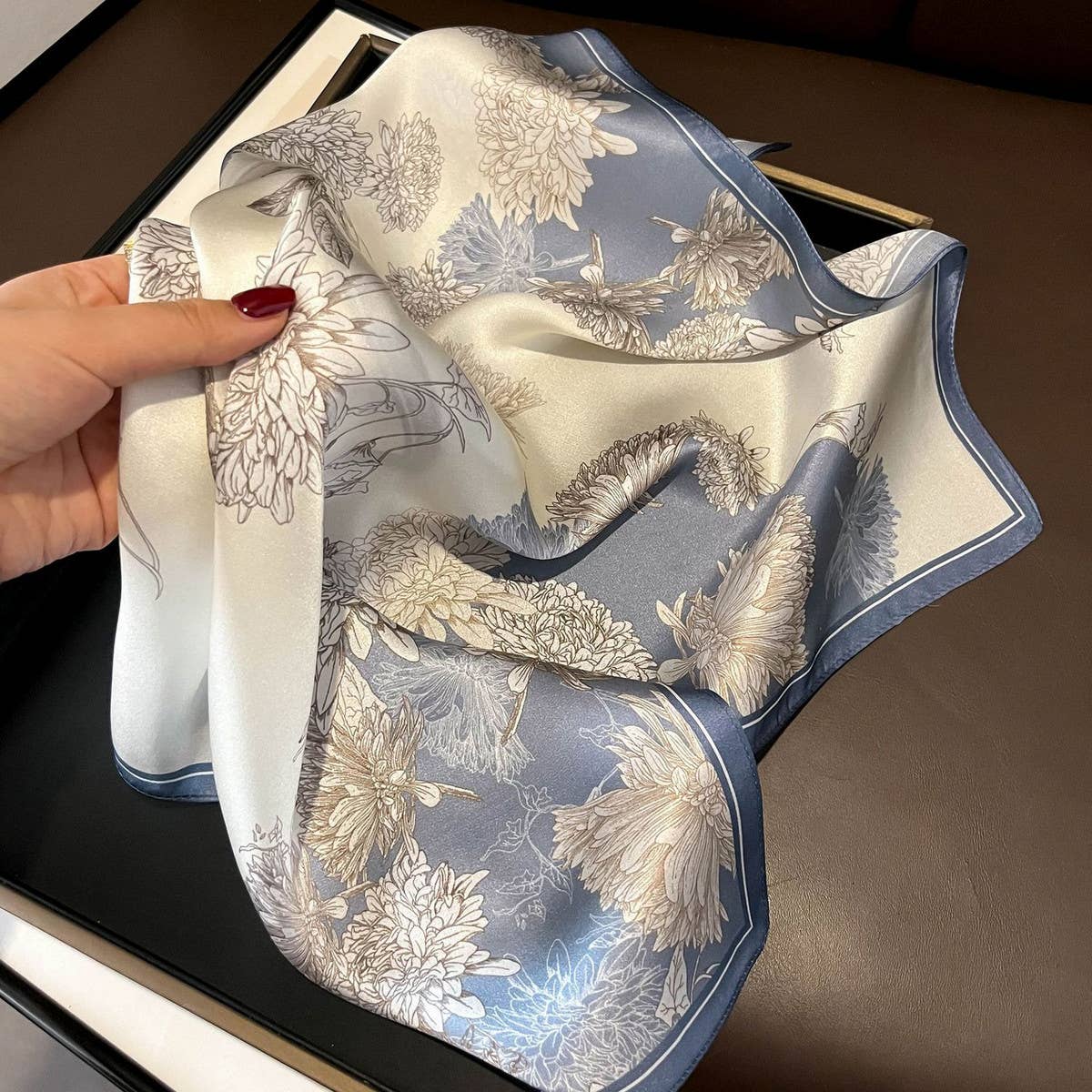 100% Mulberry Silk Square Scarf for Hair &amp; Neck_CWASC0564