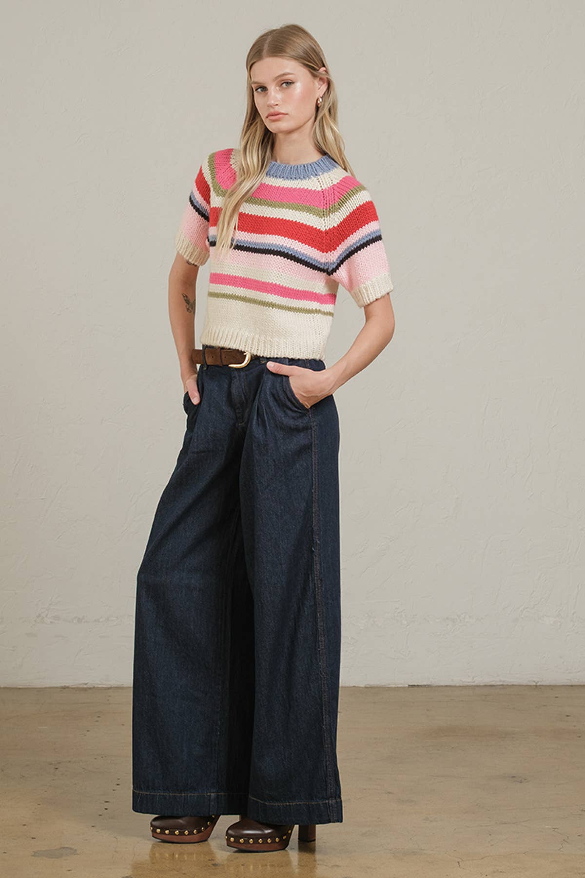 Chunky Knit Short Sleeve Sweater