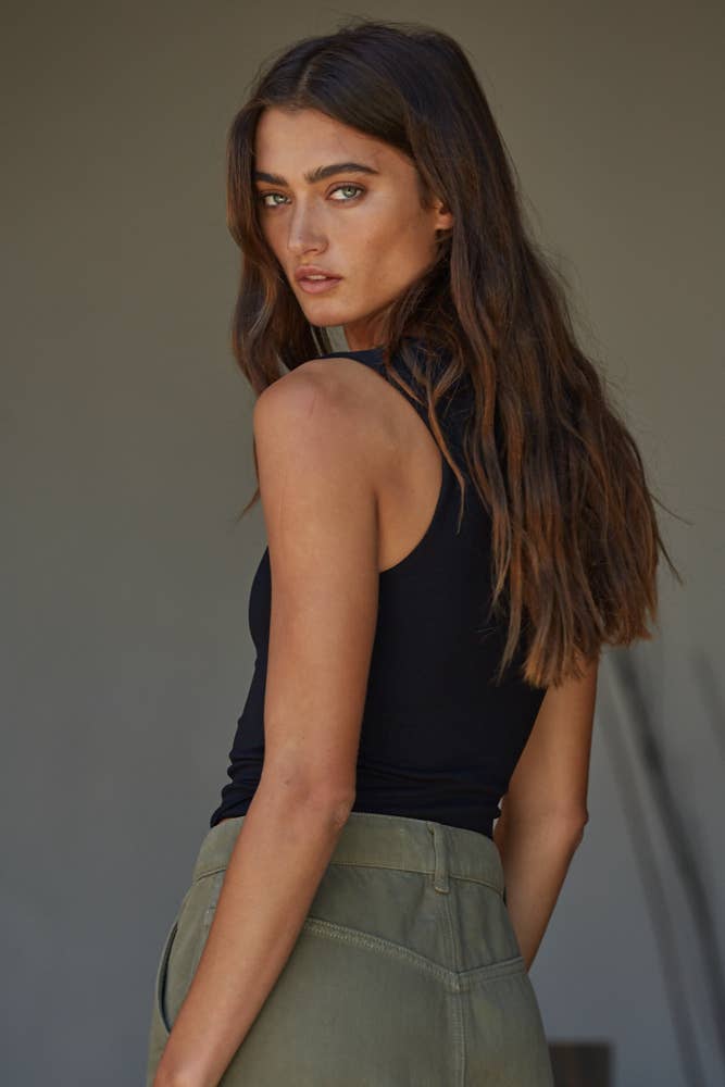 Double Layered Seamless Tank Top in Prussian Blue