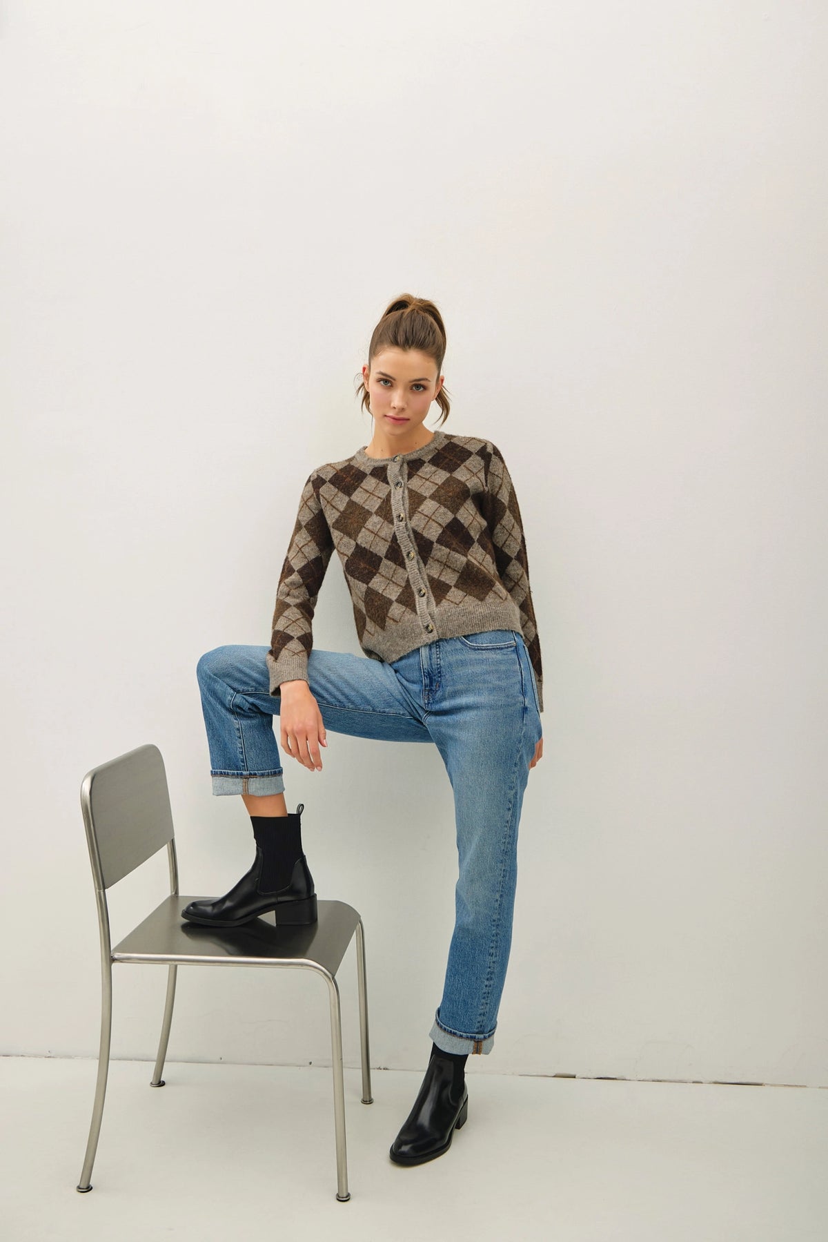 Colette Cardigan Argile Brown Wool Sweater