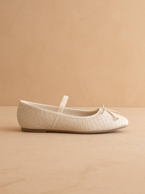 The Logan | Beige Woven Ballet Fall Flat