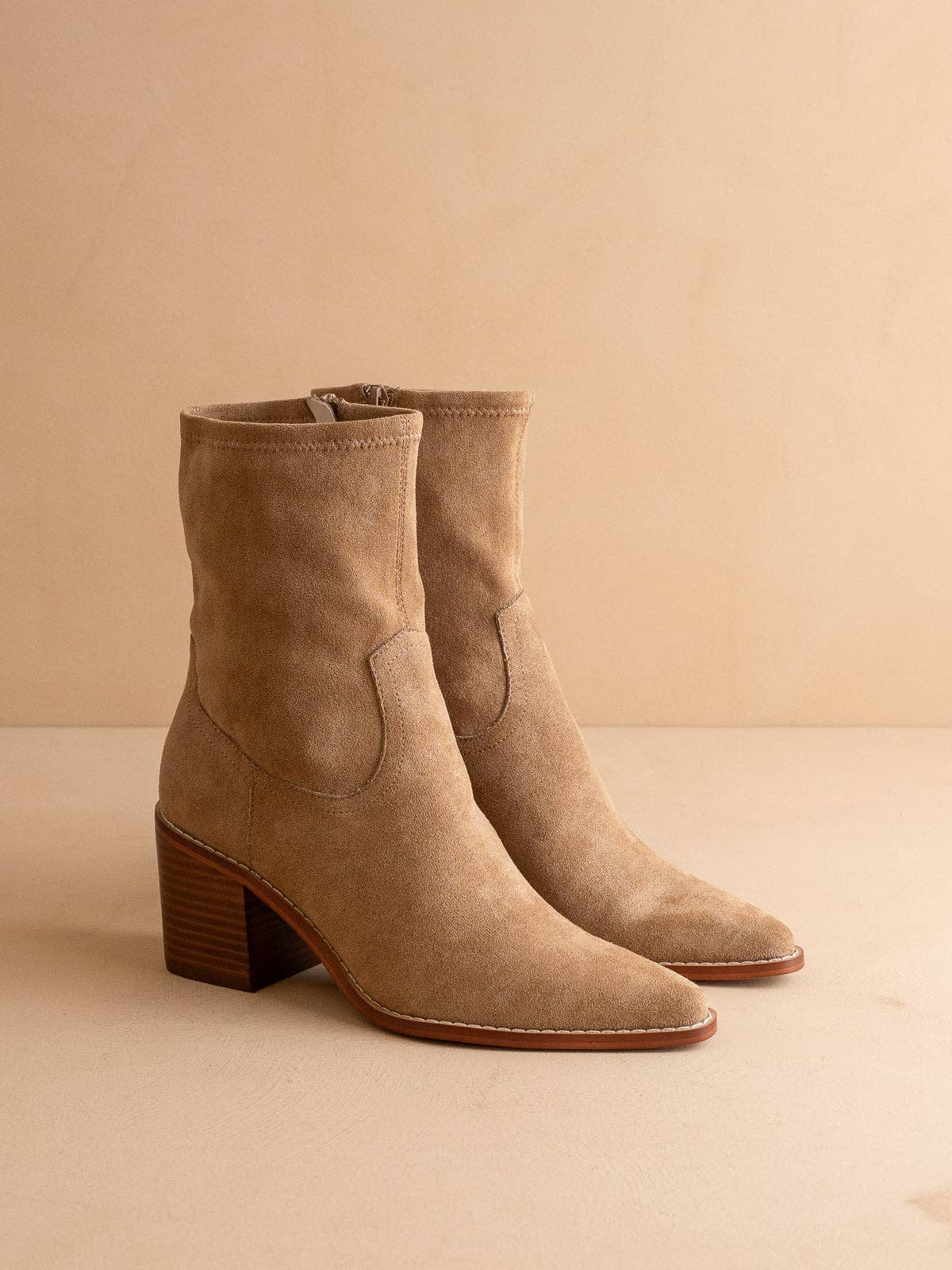 The Vienna Suede Latte Sleek Ankle Hugging Boots