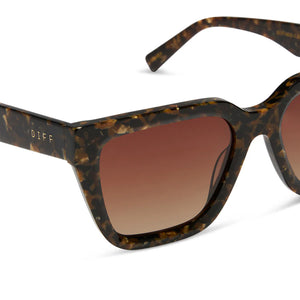 DIFF Sunglasses Amara Glitter Tortoise Brown Gradient Polarized