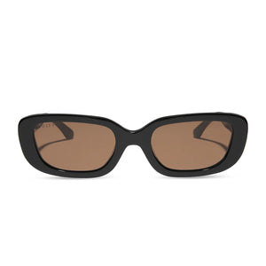 DIFF Daphne Sunglasses Black Silver Metal + Brown