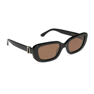 DIFF Daphne Sunglasses Black Silver Metal + Brown