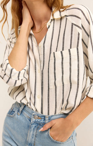 Z Supply The Perfect Line Top in Black Stripe