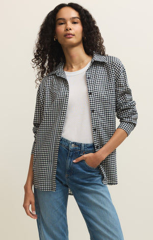 Z Supply Seaport Gingham Button Up Top