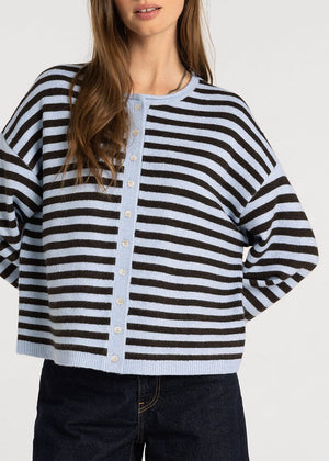 Dover Button Front Cardigan Sweater Stripes