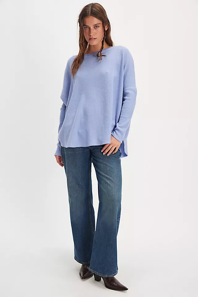 FREE PEOPLE LATTE BLUES THERMAL SOLID in DAWN BREEZE