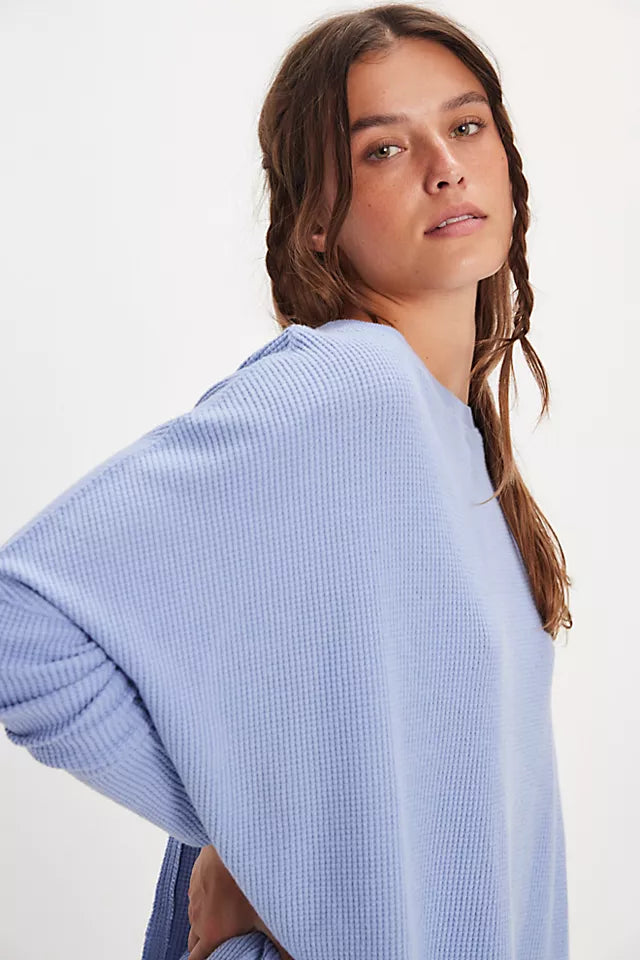 FREE PEOPLE LATTE BLUES THERMAL SOLID in DAWN BREEZE