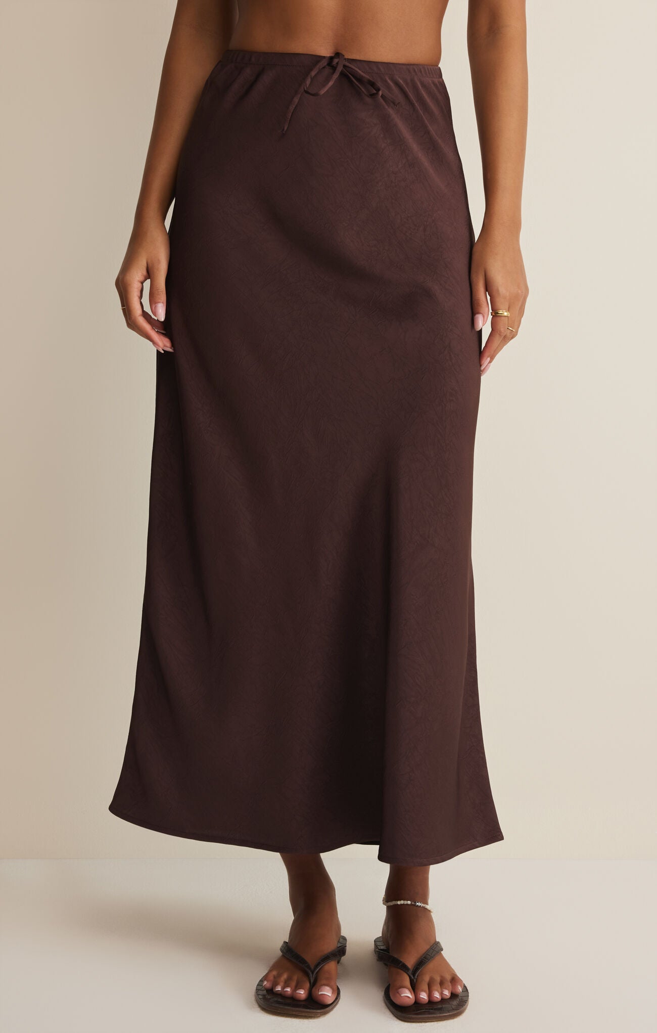 Z Supply Viva Chocolate Cherry Brown Satin Skirt