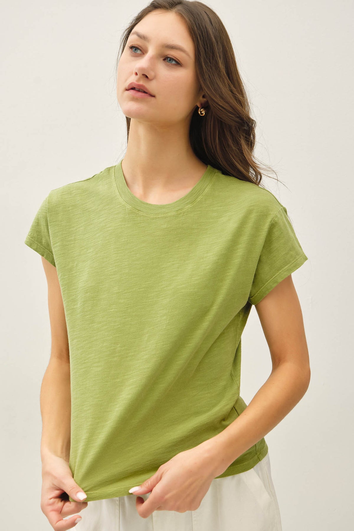 Garment Dye Cotton Slub Slim Fit Crewneck Baby Tee