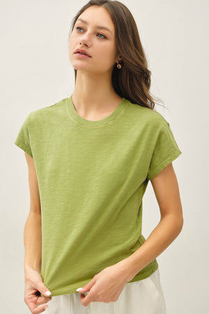 Garment Dye Cotton Slub Slim Fit Crewneck Baby Tee