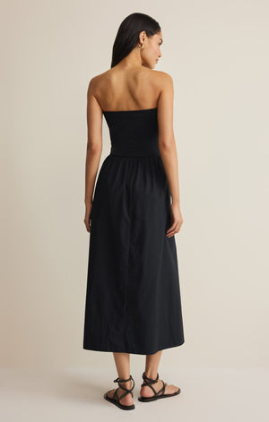 Z Supply Sunsought Strapless Midi Black Dress
