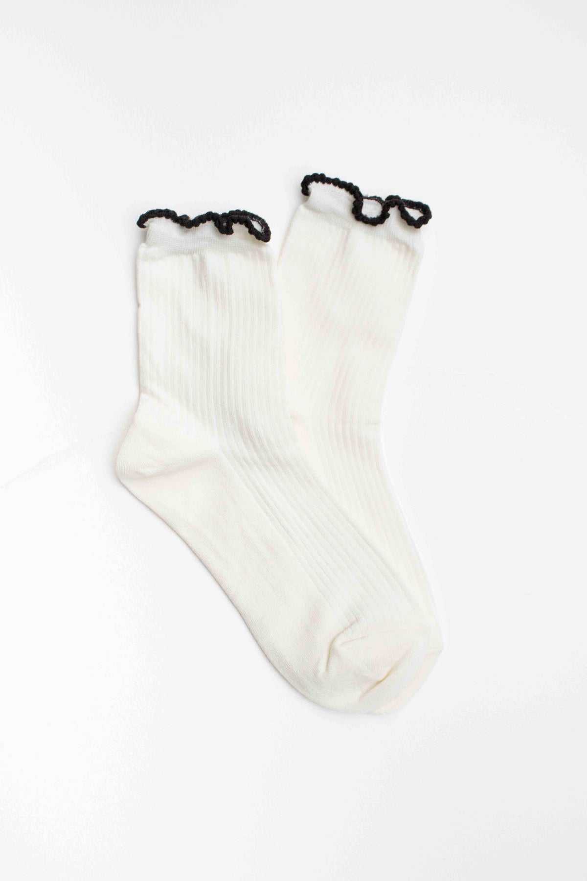 Ruffle Edge Cotton Blend Socks