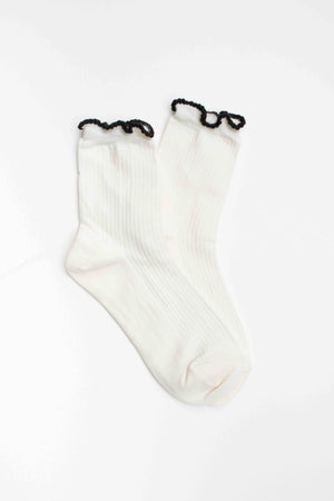 Ruffle Edge Cotton Blend Socks