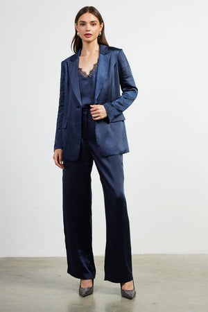 One Button Dull Satin Blazer
