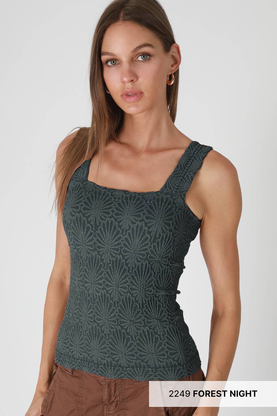 NIKIBIKI Lace Textured Square Tank Top