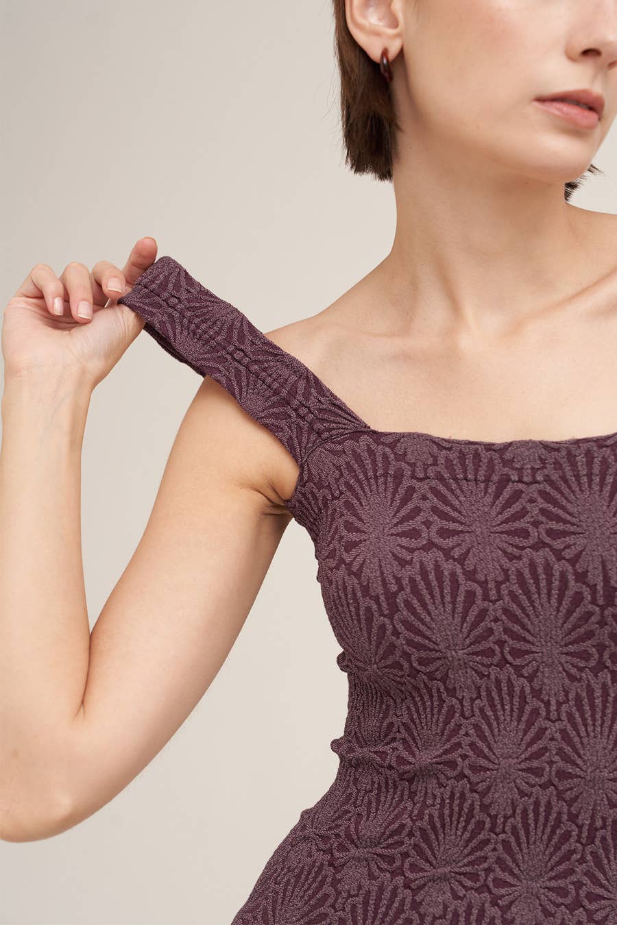 NIKIBIKI Lace Textured Square Tank Top