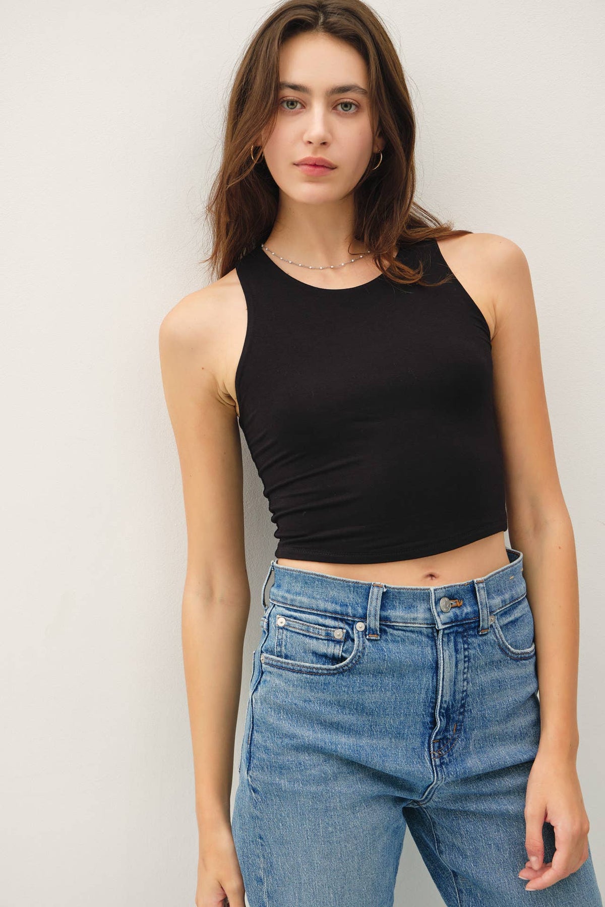 Anya Soft High Neck Cropped Tank