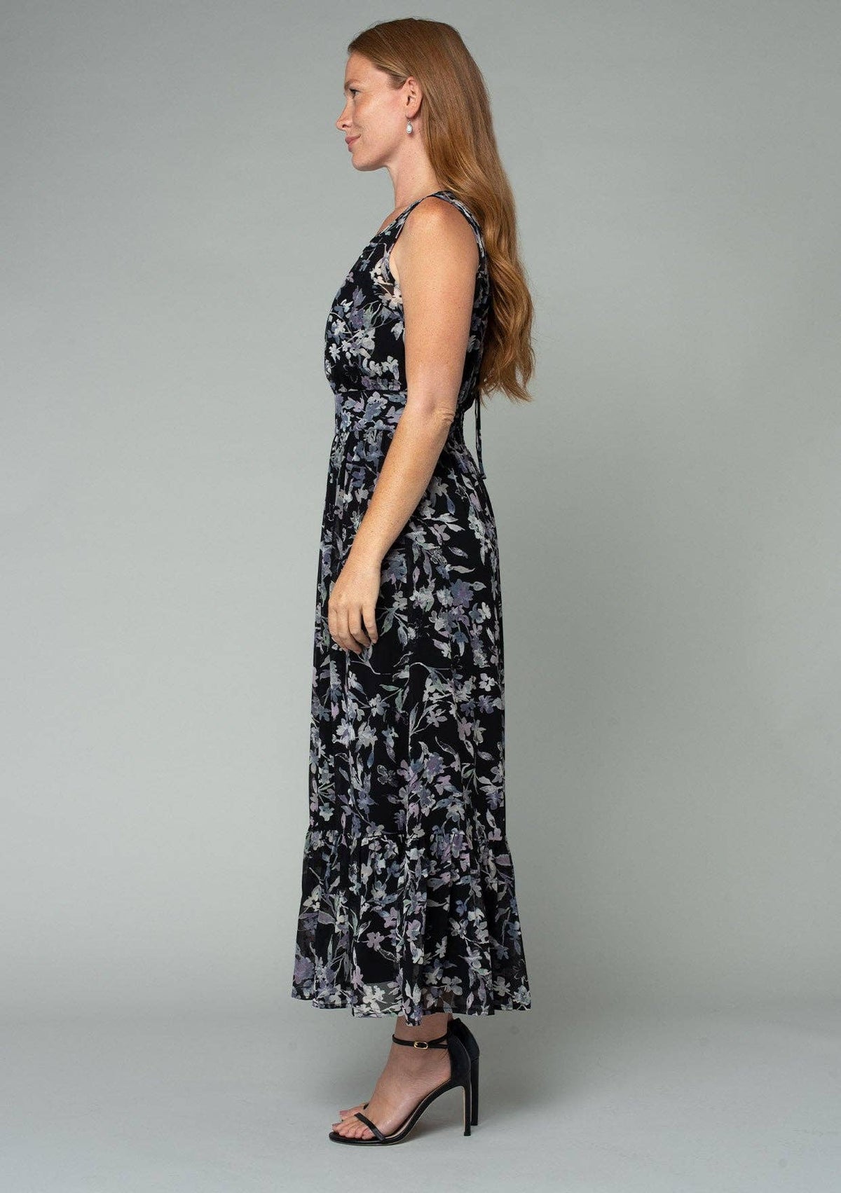 Lucienne Floral Sleeveless Round Neck Open Back Maxi Dress