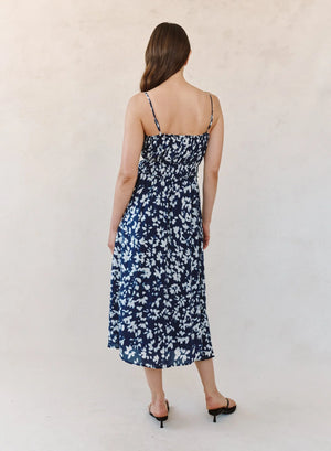 Bella Dahl Indigo Bloom Elastic Waist Midi Dress