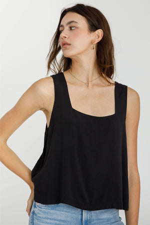 Flowy Cropped Tank in Black