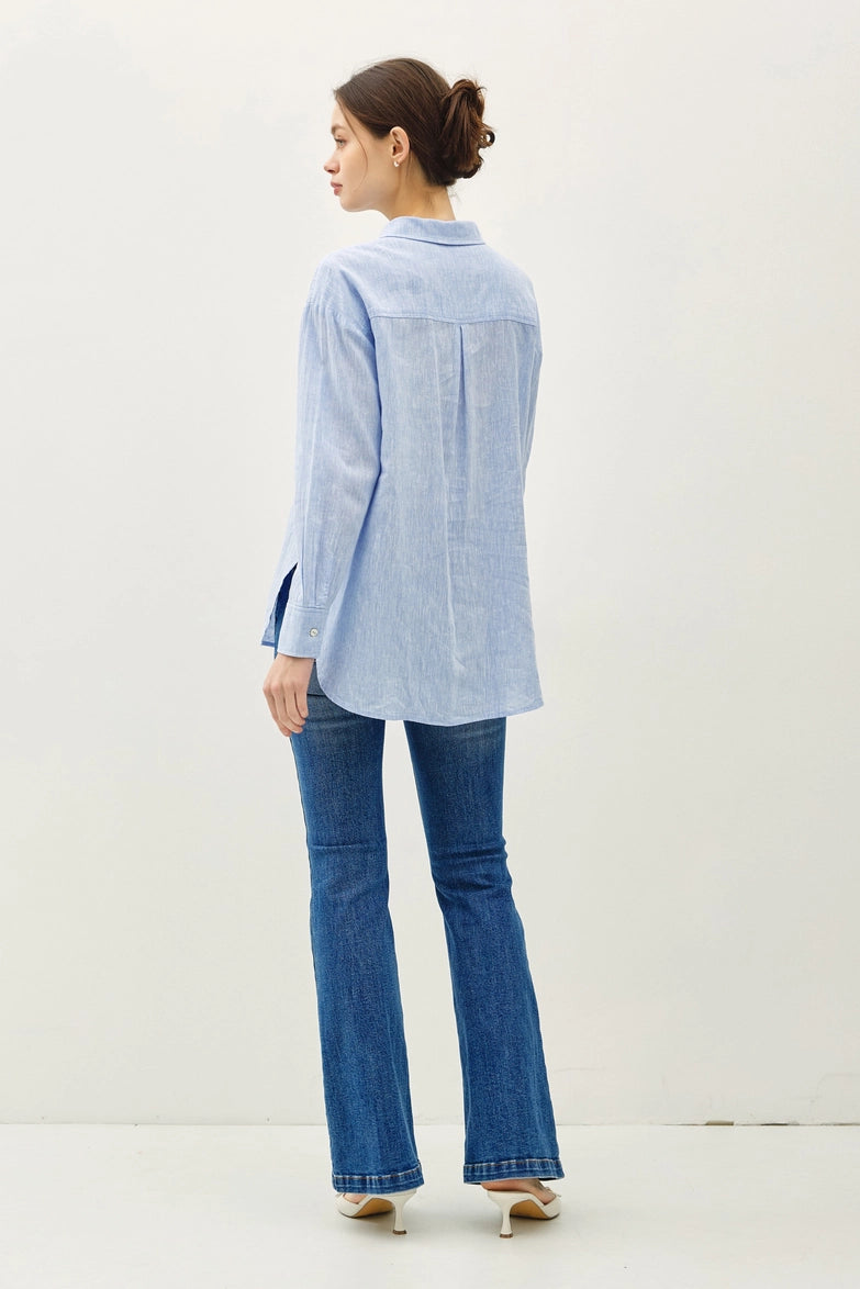 Chanley Chambray Linen Long Sleeve Button Down