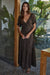 Woven Rayon Polyester Polka Dot Print Long Dress