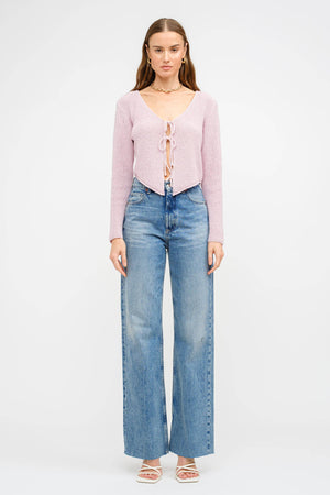 Crissy Tie-Front Knit Blouse