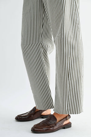 Just Black Denim Olive Stripe Barrel Jeans