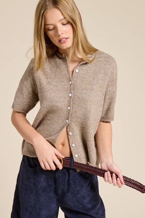 Short Sleeve Essential Button Down Cardigan Top