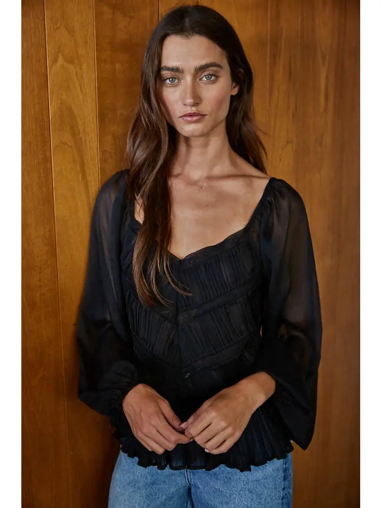 Jessi Long Sleeve Sheer Blouse