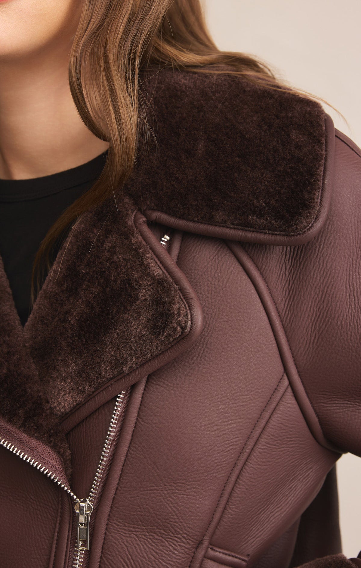 Z Supply Locklin Sherpa Chocolate Cherry Jacket