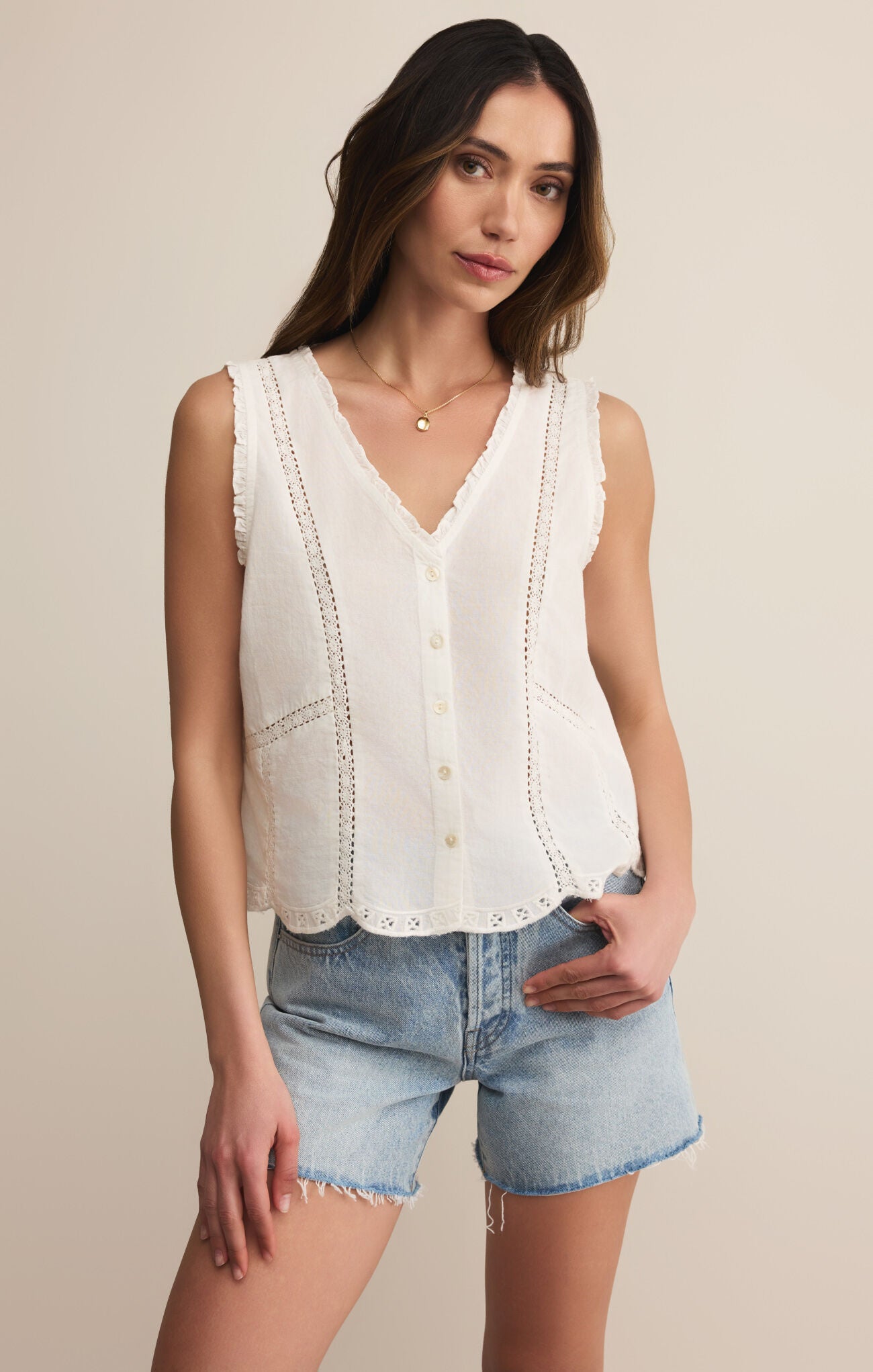 romile Embroidery knit TOP ホワイト Rib-Knit Off-the-Shoulder Top - White - Ladies | H&M US