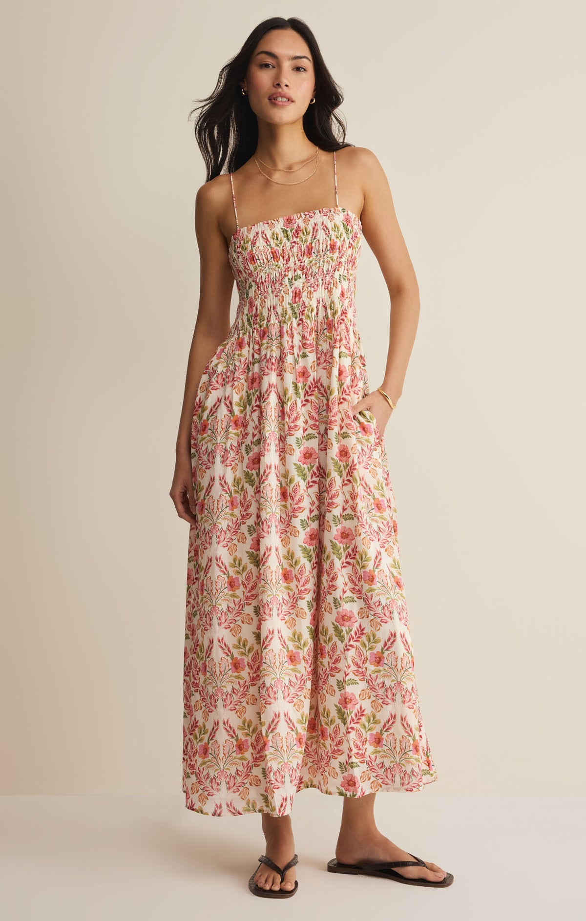 Z Supply Cornelia Ami Floral Midi Multi Print Dress