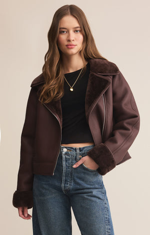 Z Supply Locklin Sherpa Chocolate Cherry Jacket