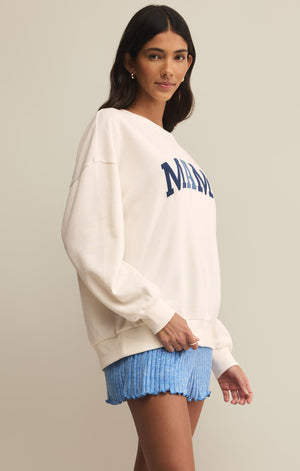 Z Supply Mama Knit Denim Sweatshirt