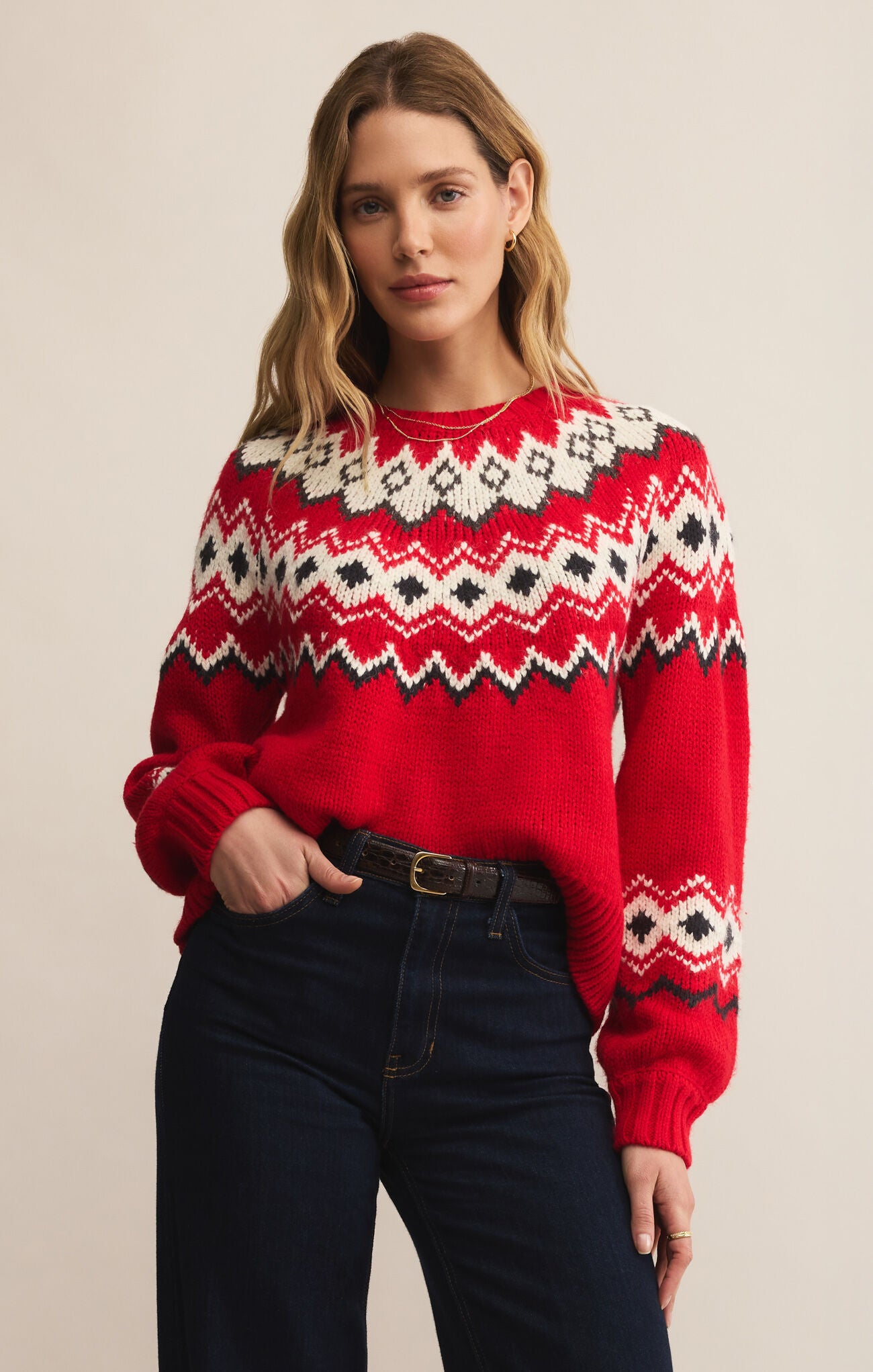 Z SUPPLY Adornment Festive Sweater in Red